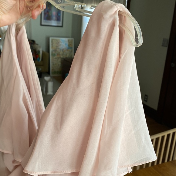 Mori Lee bridesmaid dress. Midi Flutter Sleeve Chiffon Dress - STYLE #21704 - Picture 13 of 16